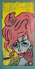 Beth – Vibrant Pop Art Portrait on Plexiglass | 24x12 Hand-Drawn Original by Cappell | Neon Expressionist Woman Art"