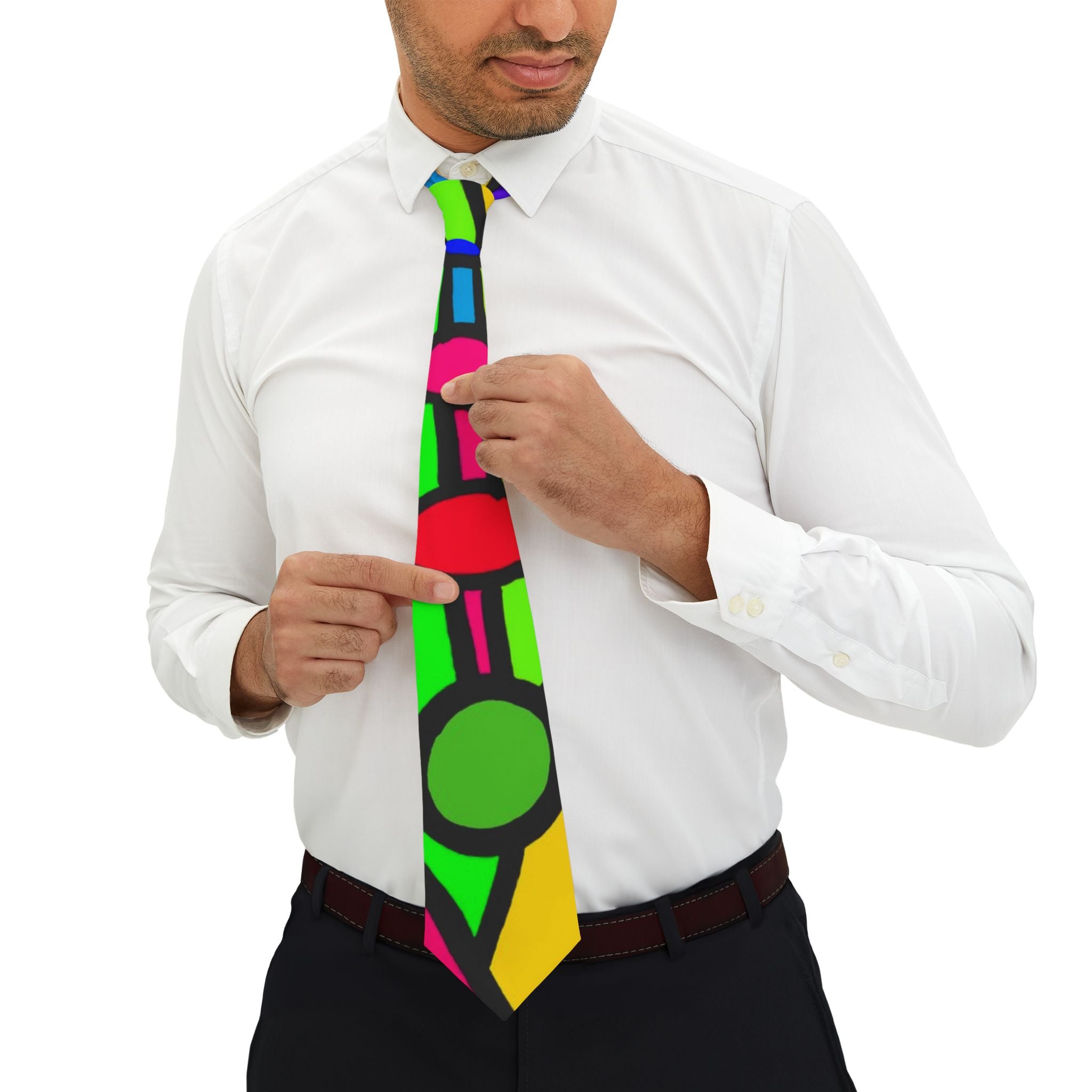 Portal Tie 6 -Colorful Geometric Necktie - Bold and Vibrant Design for Formal Occasions