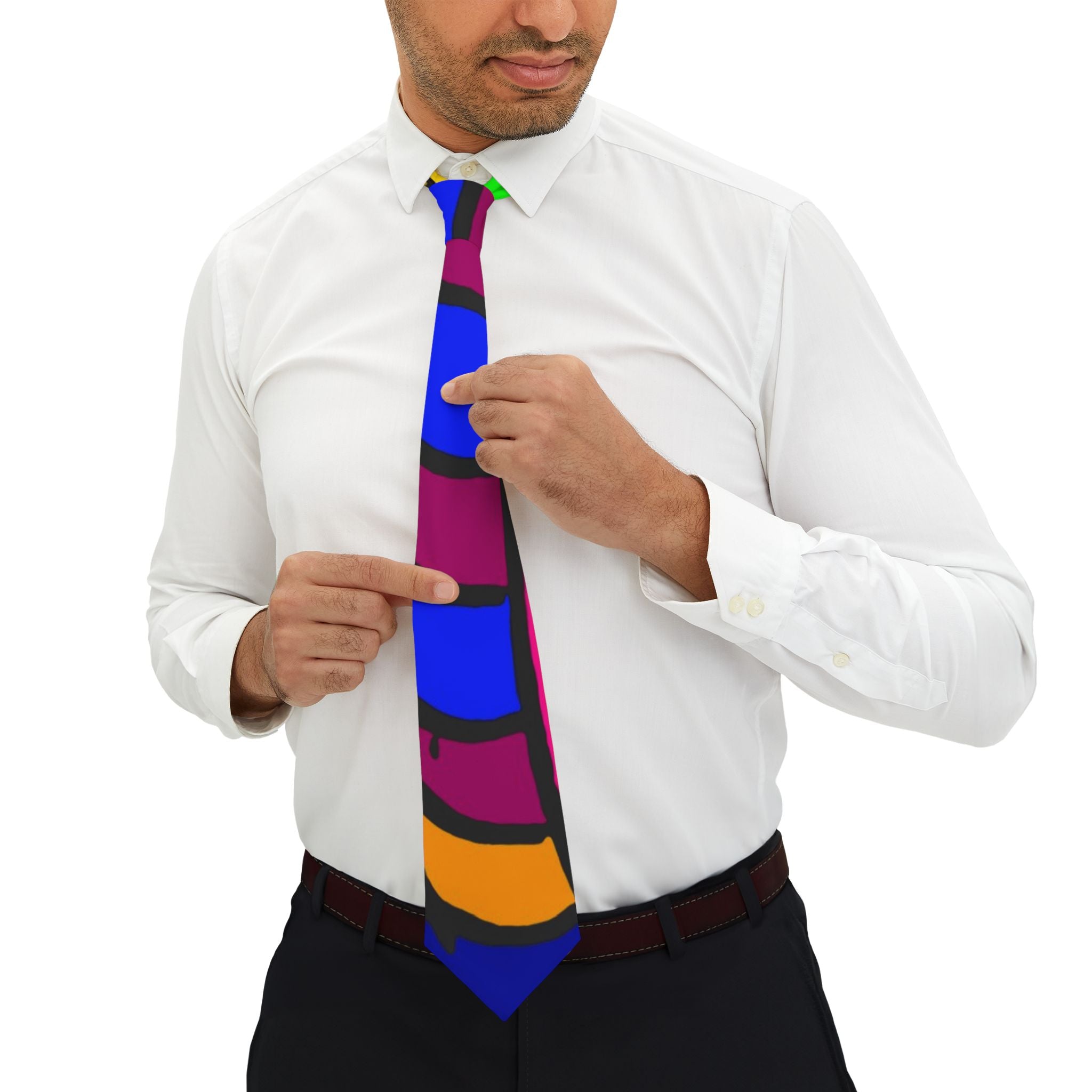 Portal Tie 9-Vibrant Graffiti Necktie for Creative Professionals