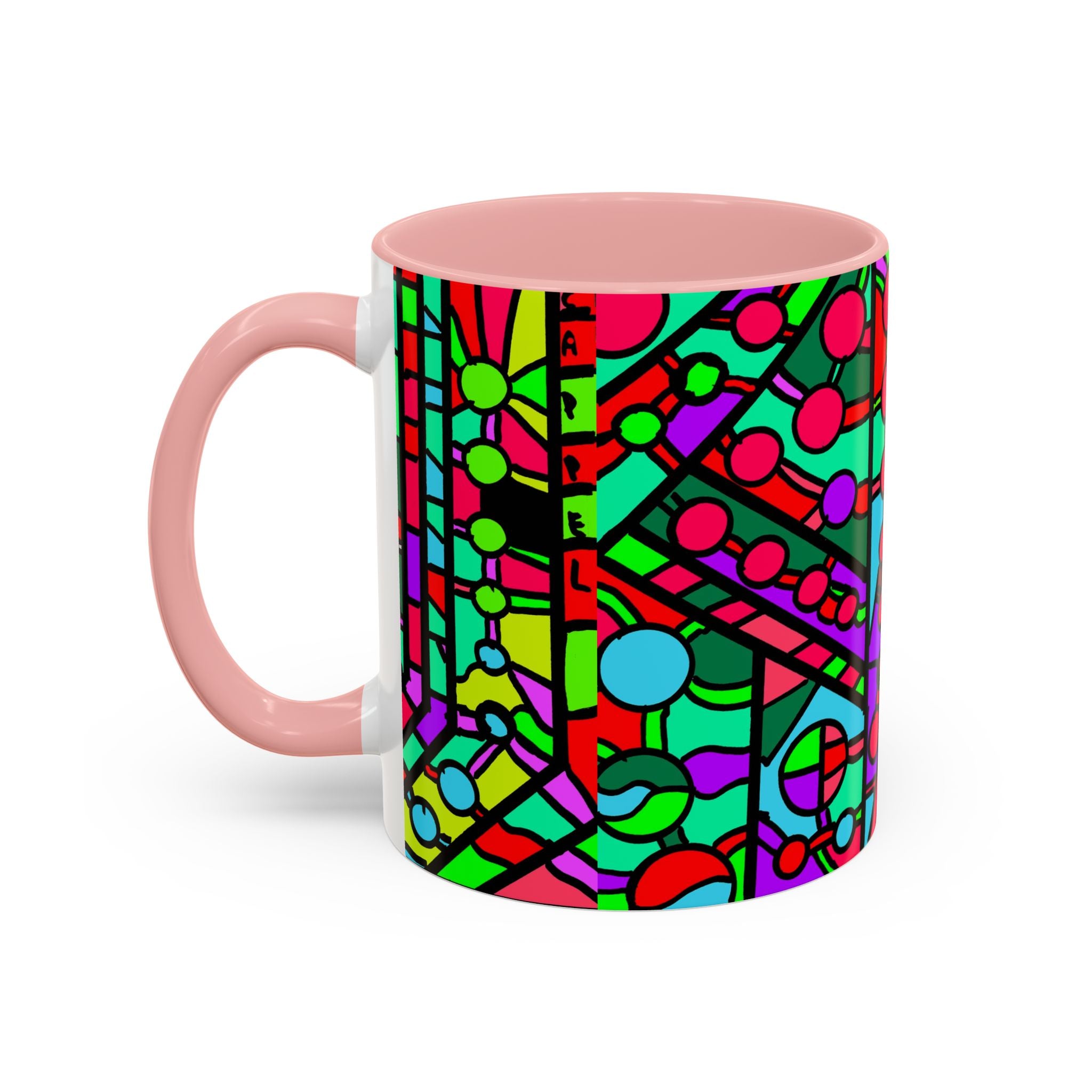 Portal 1  Mug -Colorful Geometric Accent Coffee Mug — Vibrant Abstract Pattern (11/15oz)