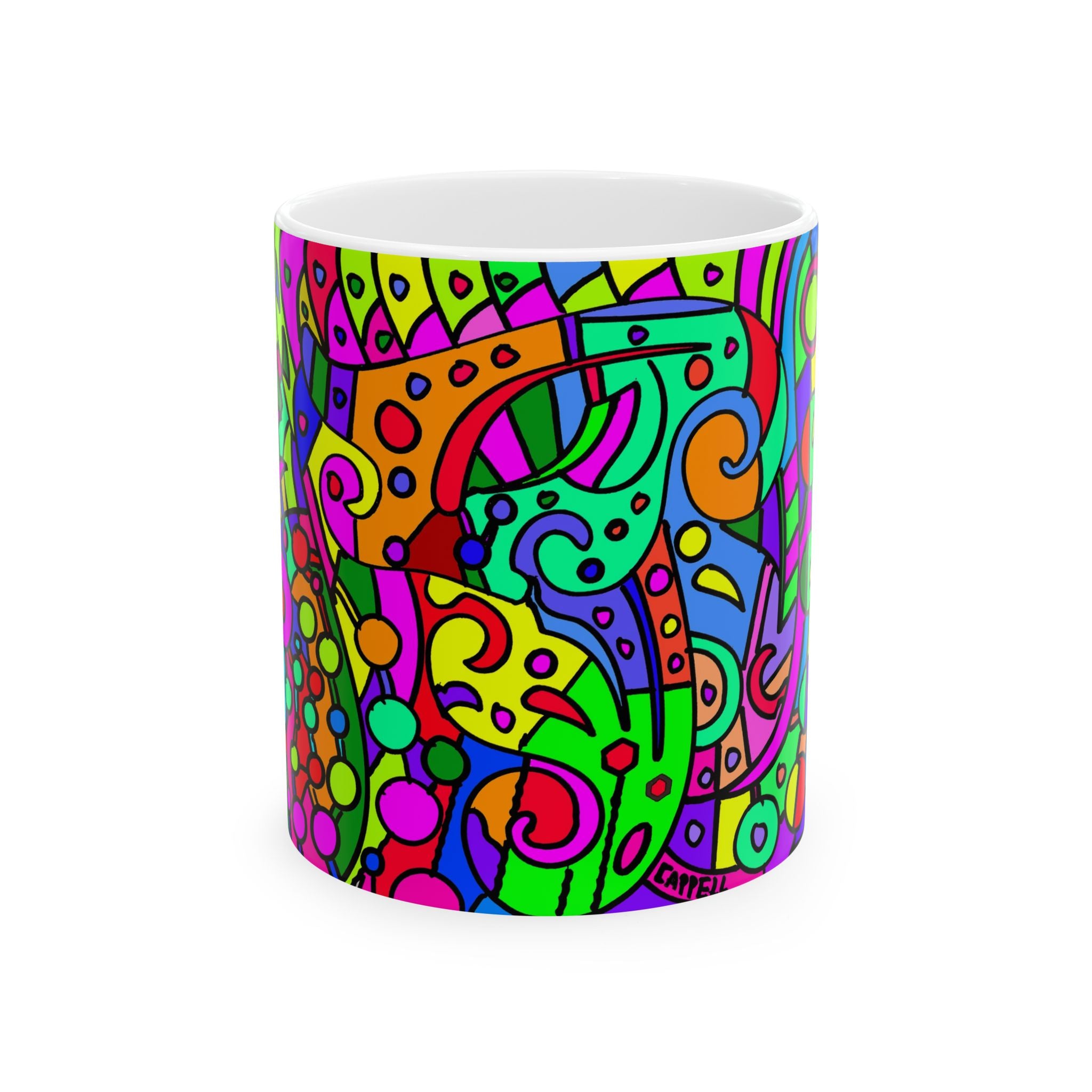 Portal 2 -Psychedelic Abstract Ceramic Mug – Vibrant Colorful Swirl 11oz/15oz