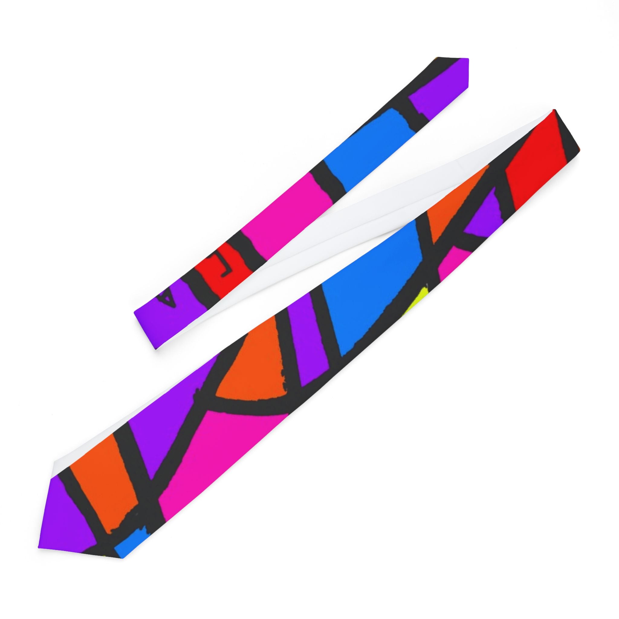 Portal  Tie 4 -Colorful Geometric Necktie - Bright Stained Glass Design Tie for Formal Occasions