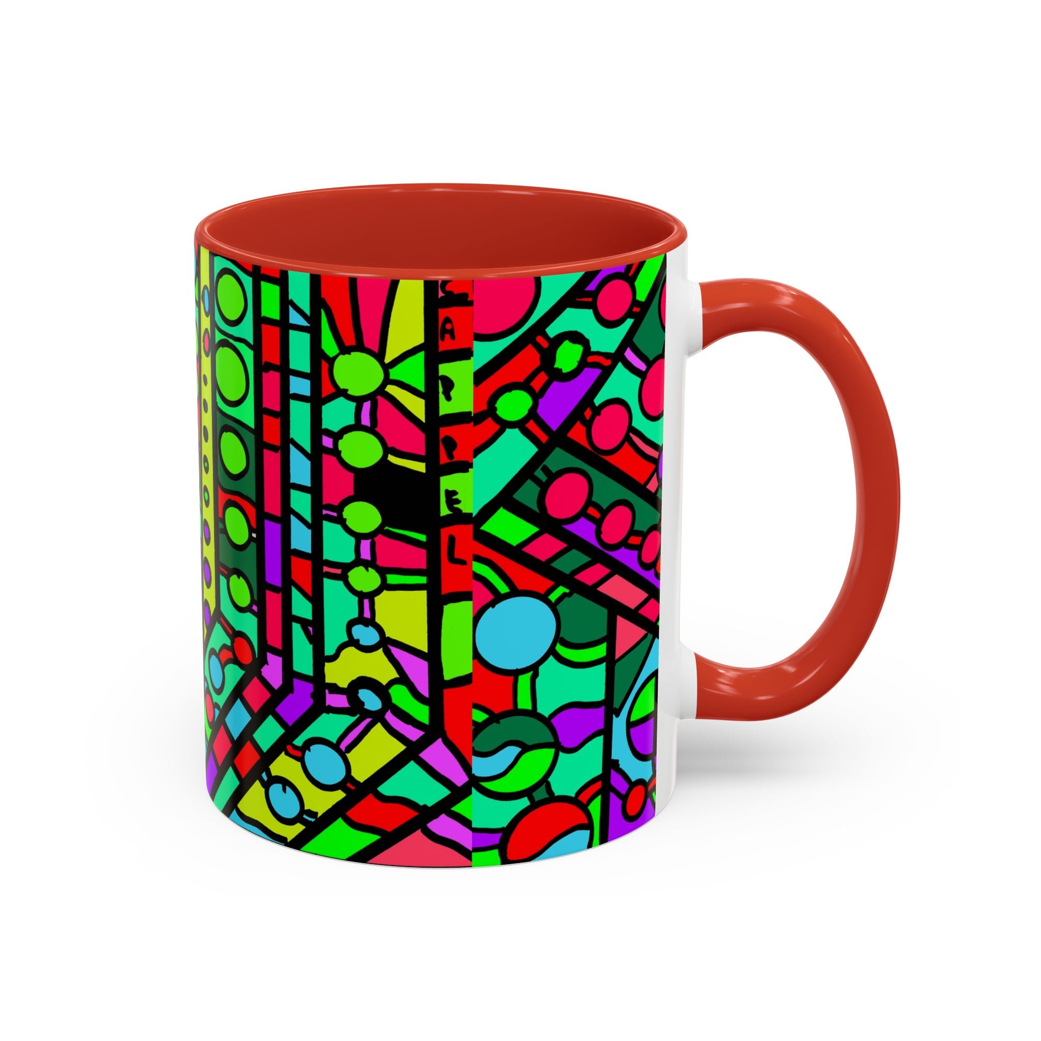 Portal 1  Mug -Colorful Geometric Accent Coffee Mug — Vibrant Abstract Pattern (11/15oz)