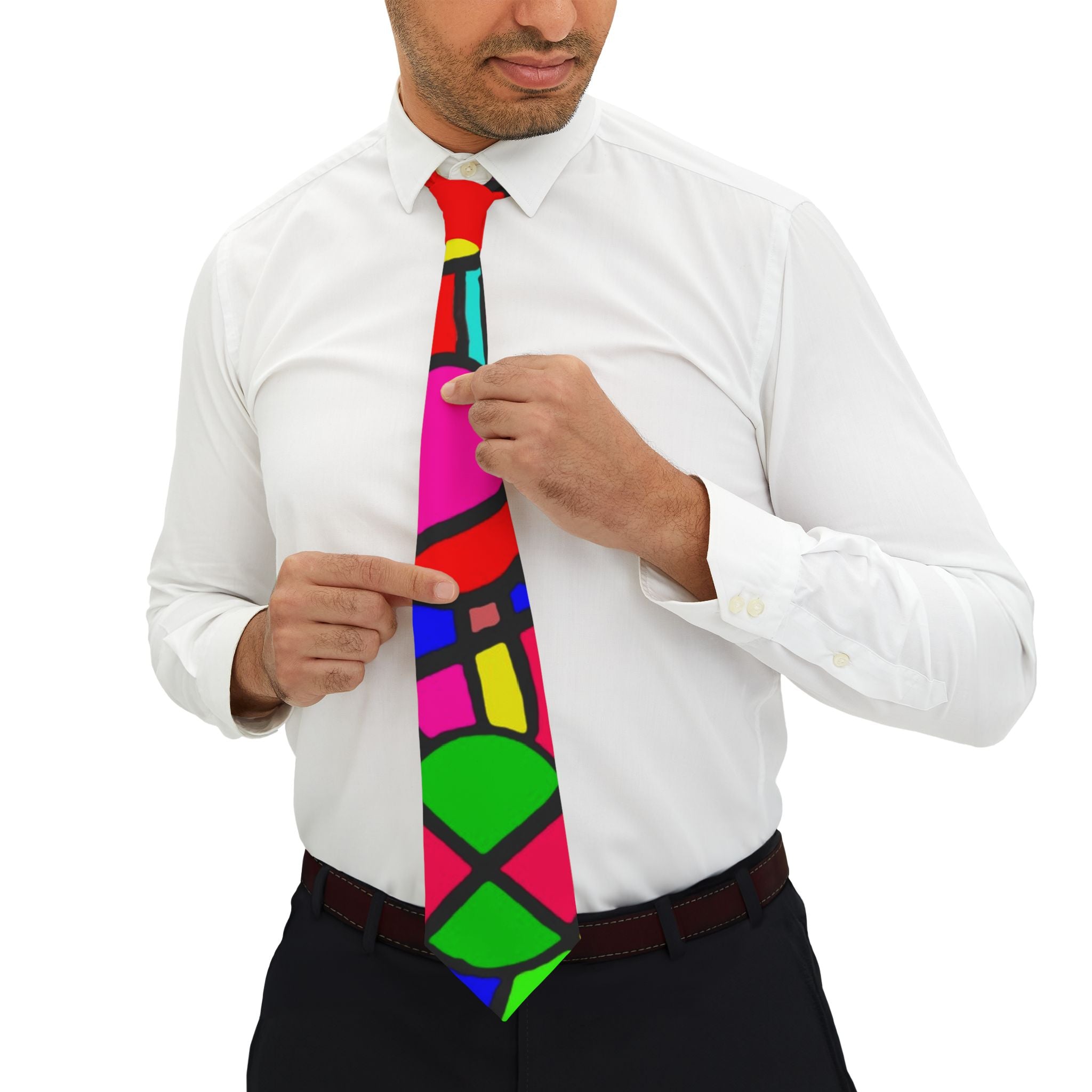 Portal Tie 3 -Colorful Stained Glass Necktie for Creative Dress