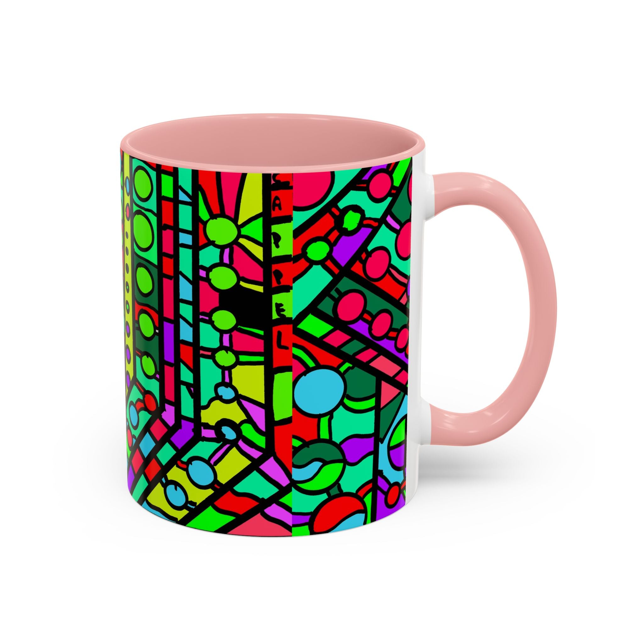 Portal 1  Mug -Colorful Geometric Accent Coffee Mug — Vibrant Abstract Pattern (11/15oz)