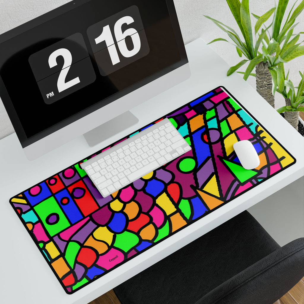 Portal 3- Colorful Abstract Stained-Glass Desk Mat — Large Vibrant Gaming & Office Mouse Pad