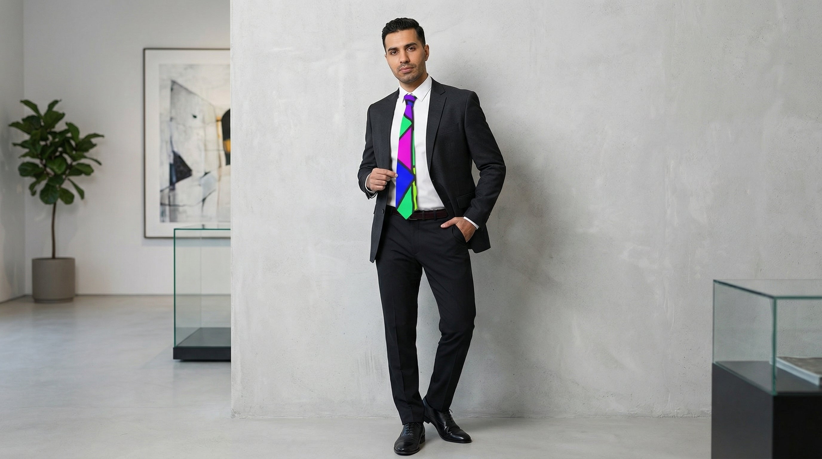 Portal 7 tie-Vibrant Geometric Necktie - Colorful Stylish Accessory for Special Occasions