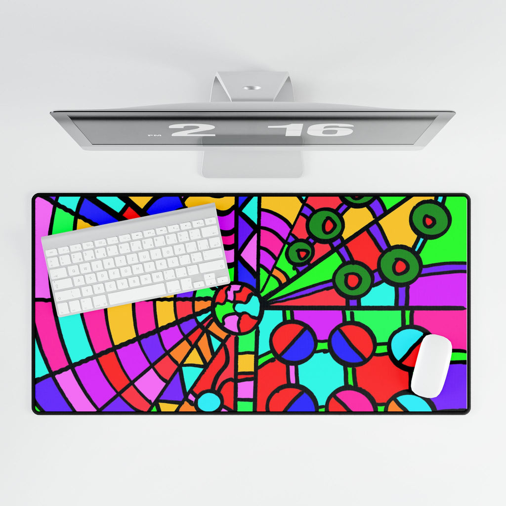 Portal 15 Vibrant Geometric Playdesk Mat — Colorful Abstract Desk Mat for Office & Gaming