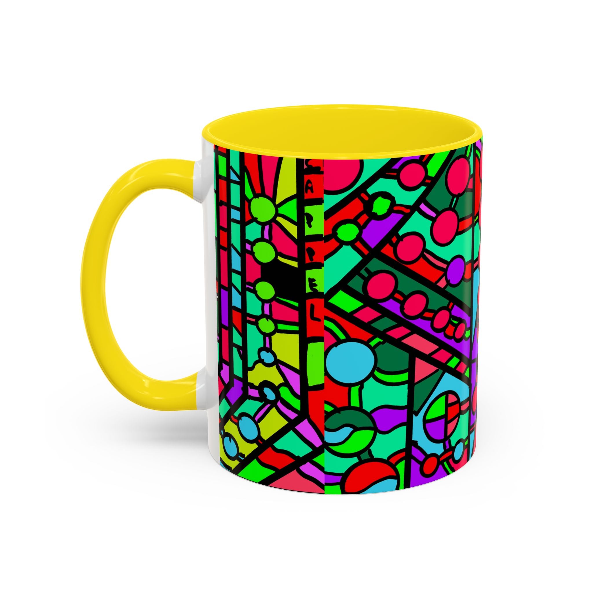 Portal 1  Mug -Colorful Geometric Accent Coffee Mug — Vibrant Abstract Pattern (11/15oz)