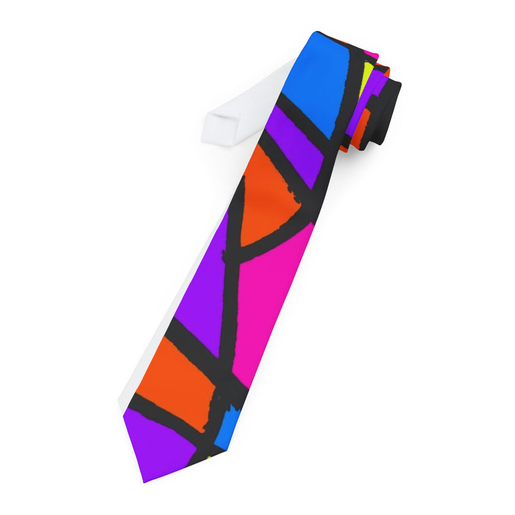 Portal  Tie 4 -Colorful Geometric Necktie - Bright Stained Glass Design Tie for Formal Occasions