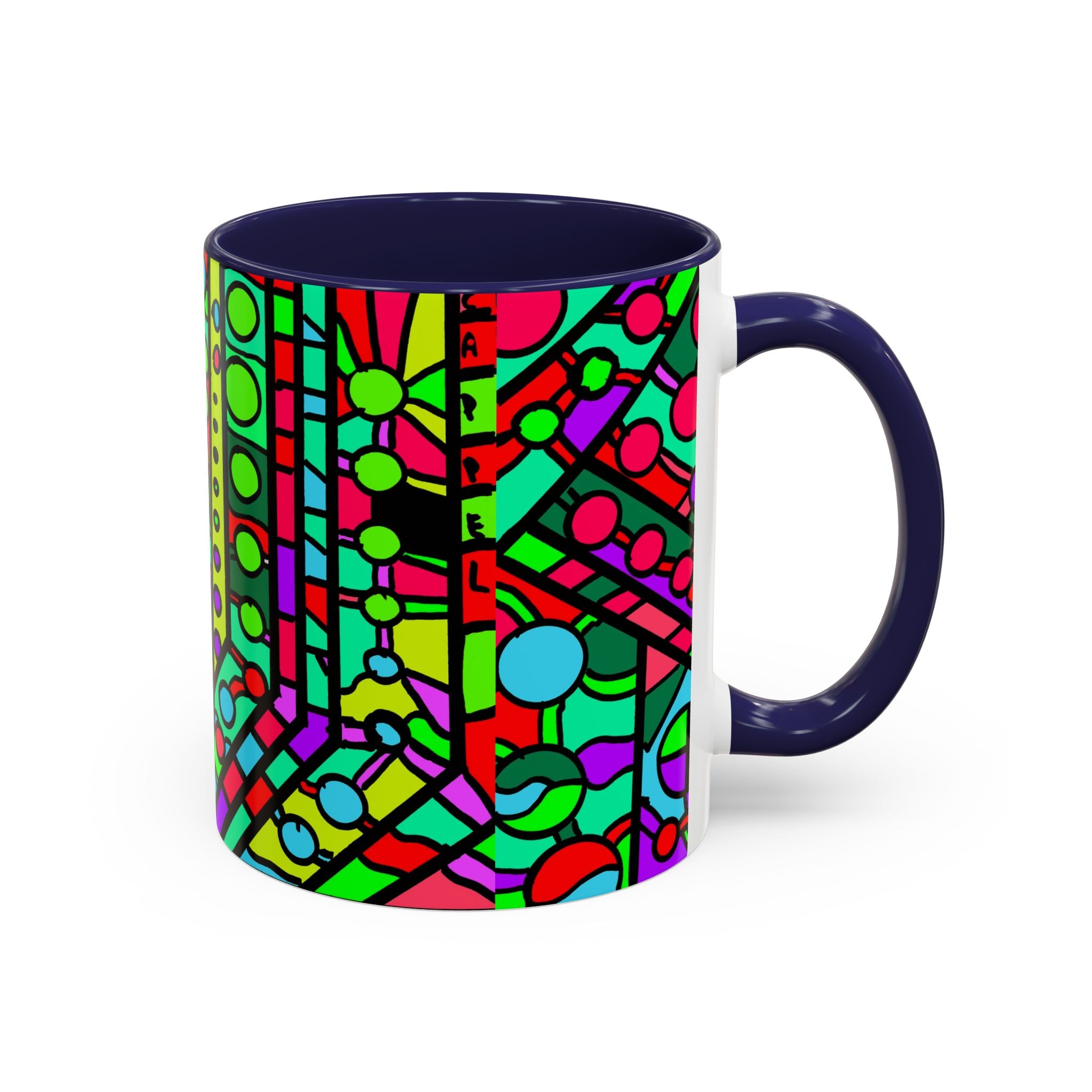 Portal 1  Mug -Colorful Geometric Accent Coffee Mug — Vibrant Abstract Pattern (11/15oz)