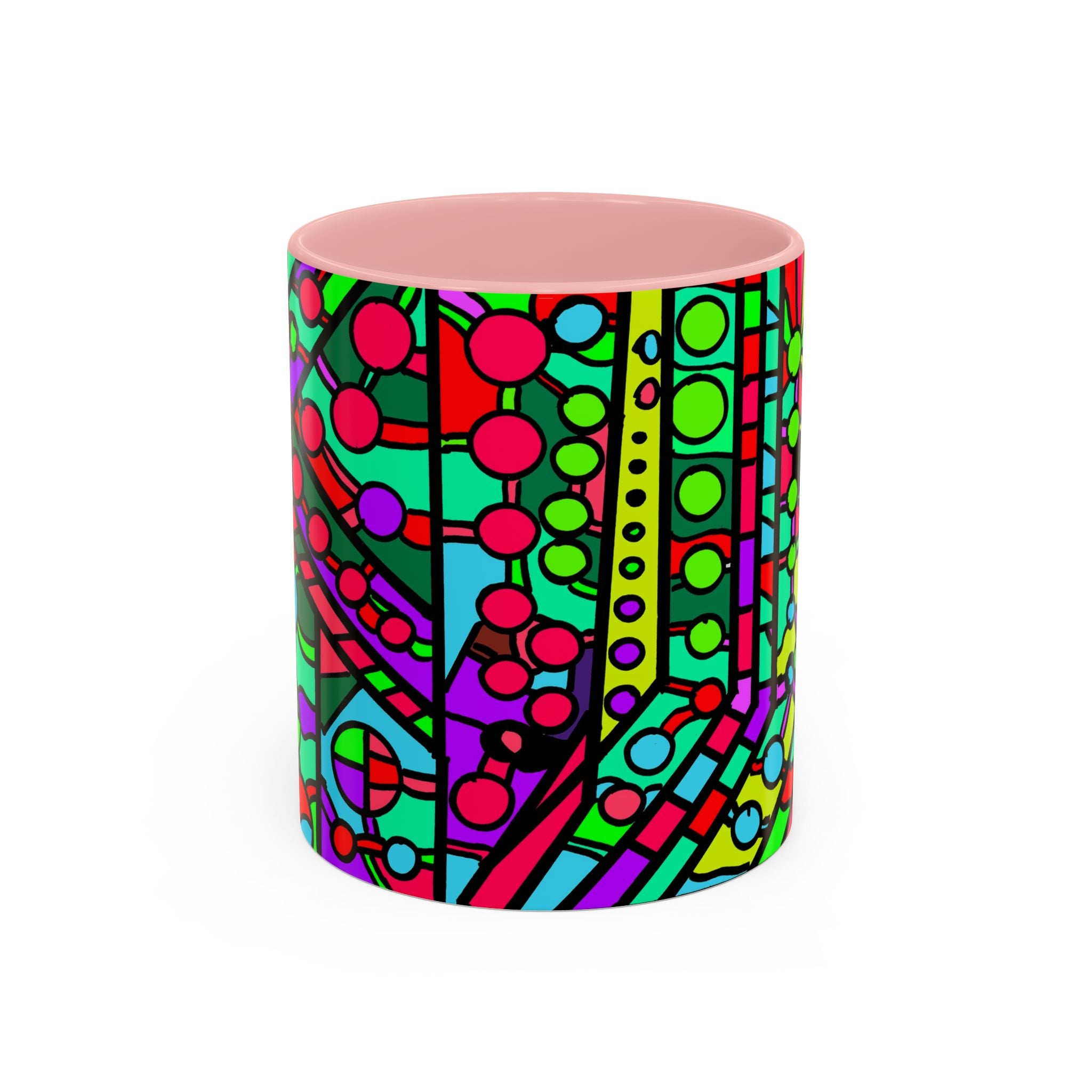 Portal 1  Mug -Colorful Geometric Accent Coffee Mug — Vibrant Abstract Pattern (11/15oz)