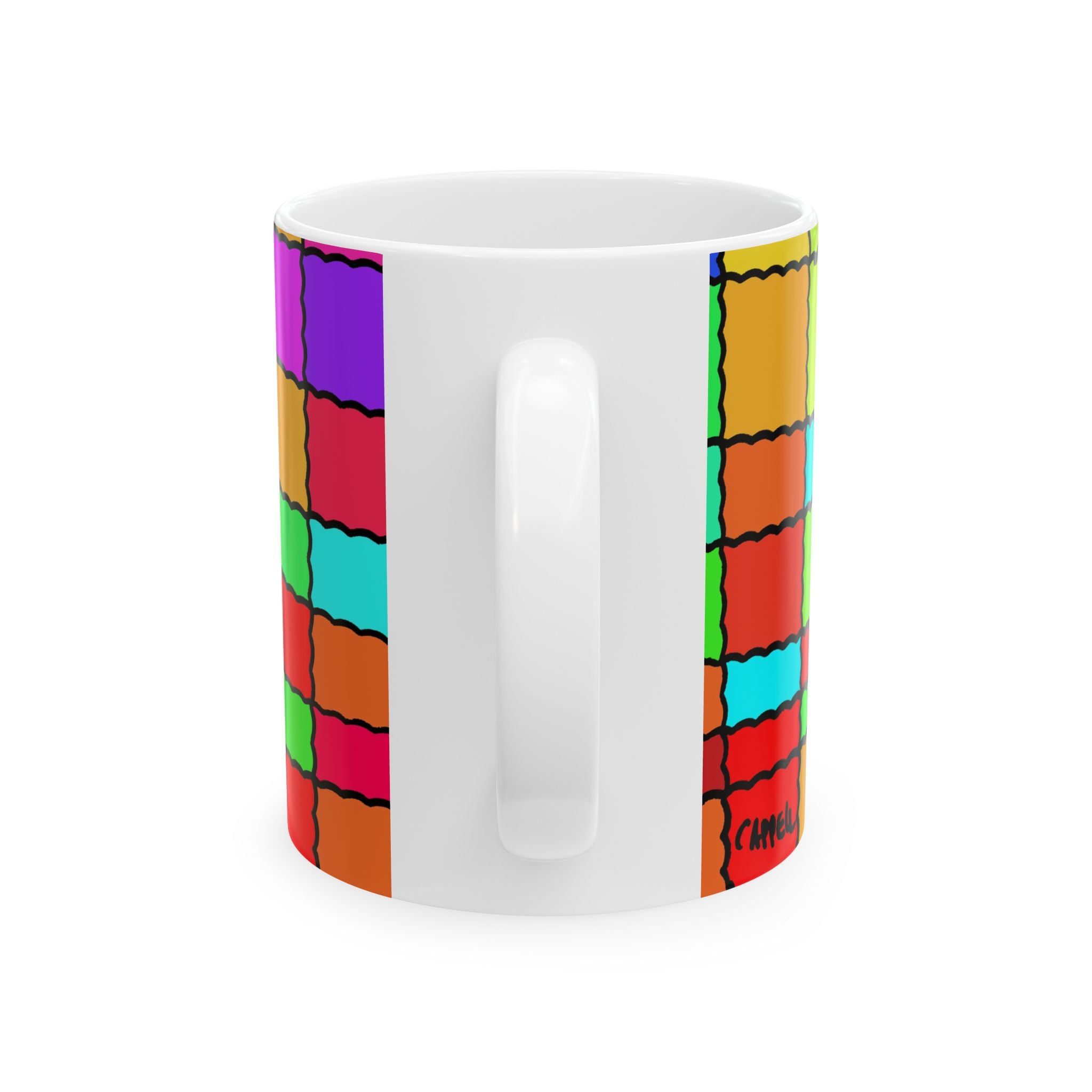 Portal 51 Color Block Patchwork Ceramic Mug – Bright Geometric Coffee Cup (11oz, 15oz)